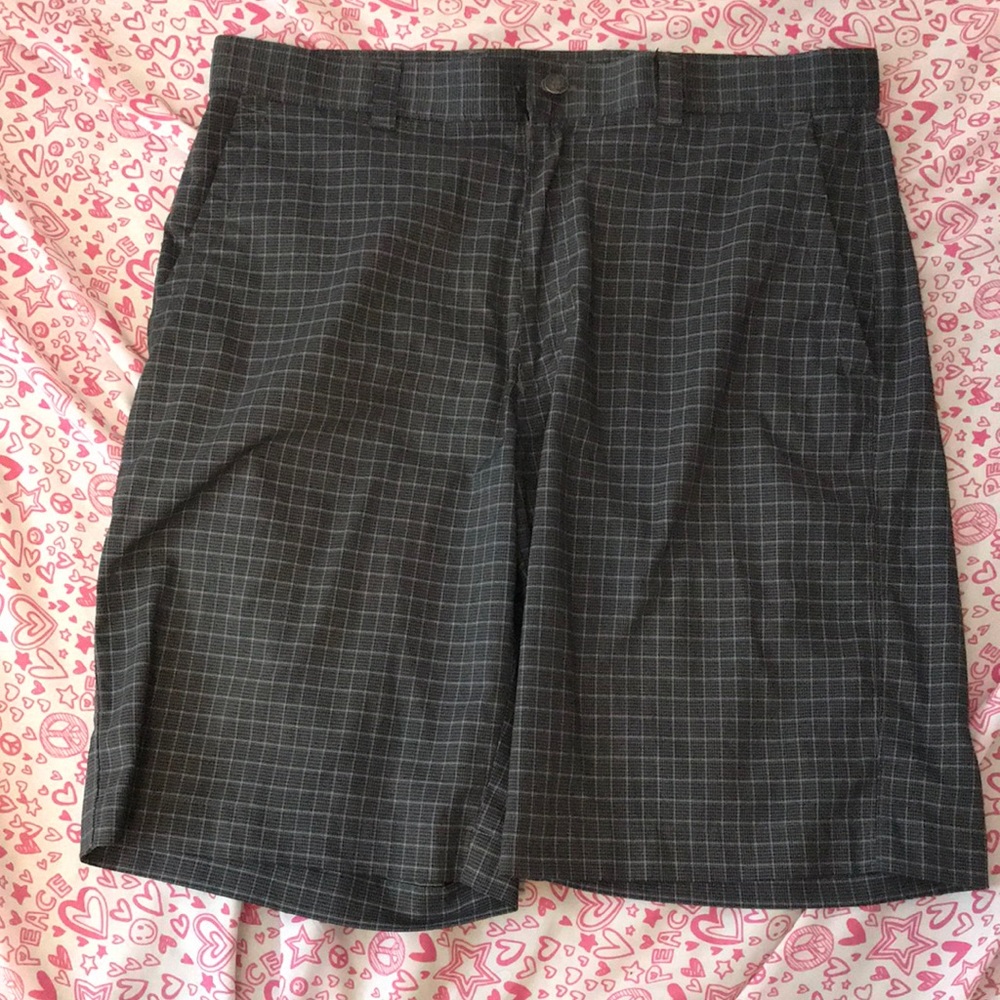 Callaway Golf Shorts Fine Plaid Grn/Blk/Wht W 36